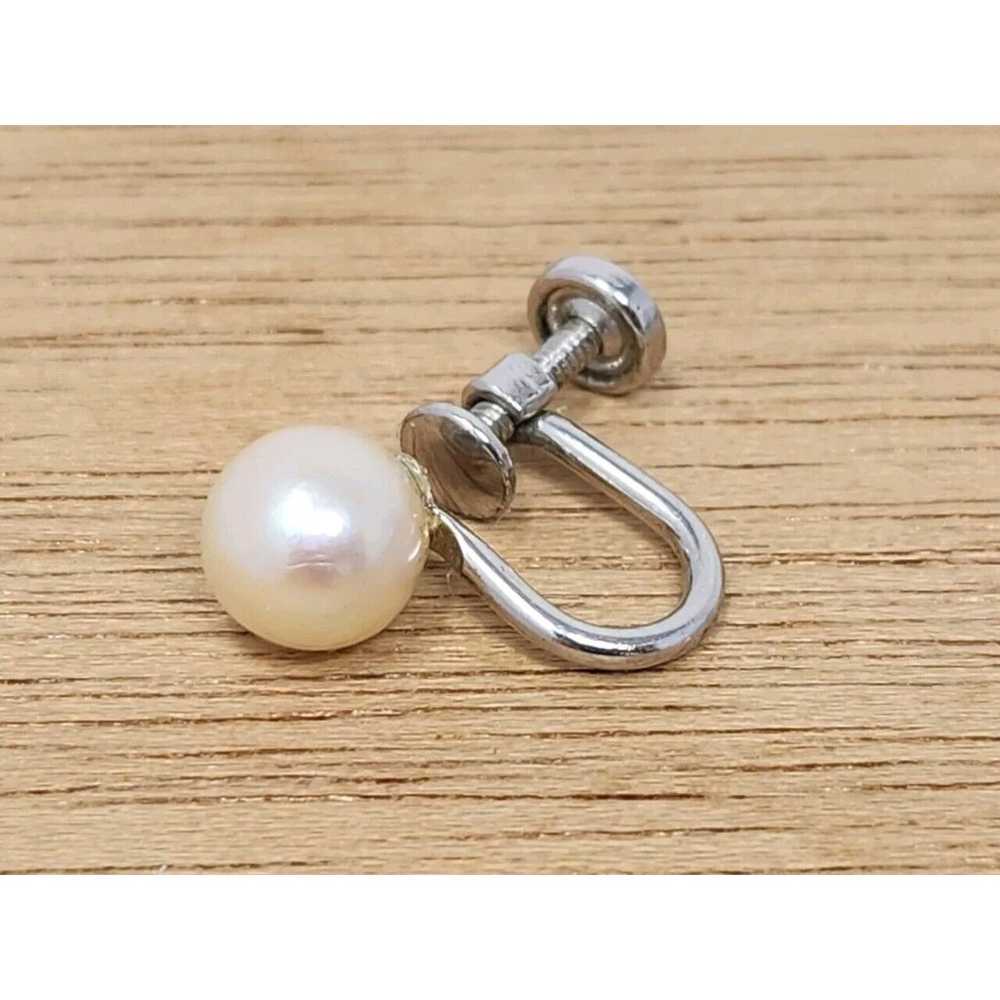 Single Genuine Pearl 7mm Screw-back Earring Sterl… - image 3