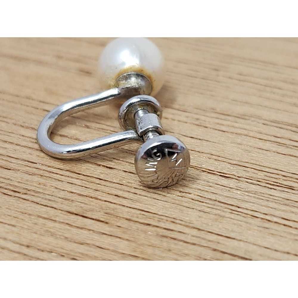 Single Genuine Pearl 7mm Screw-back Earring Sterl… - image 4