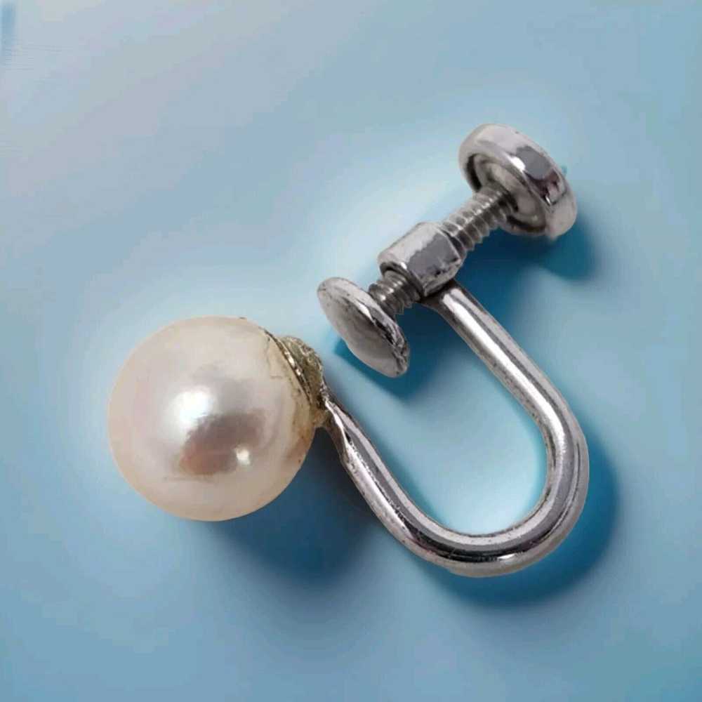 Single Genuine Pearl 7mm Screw-back Earring Sterl… - image 5