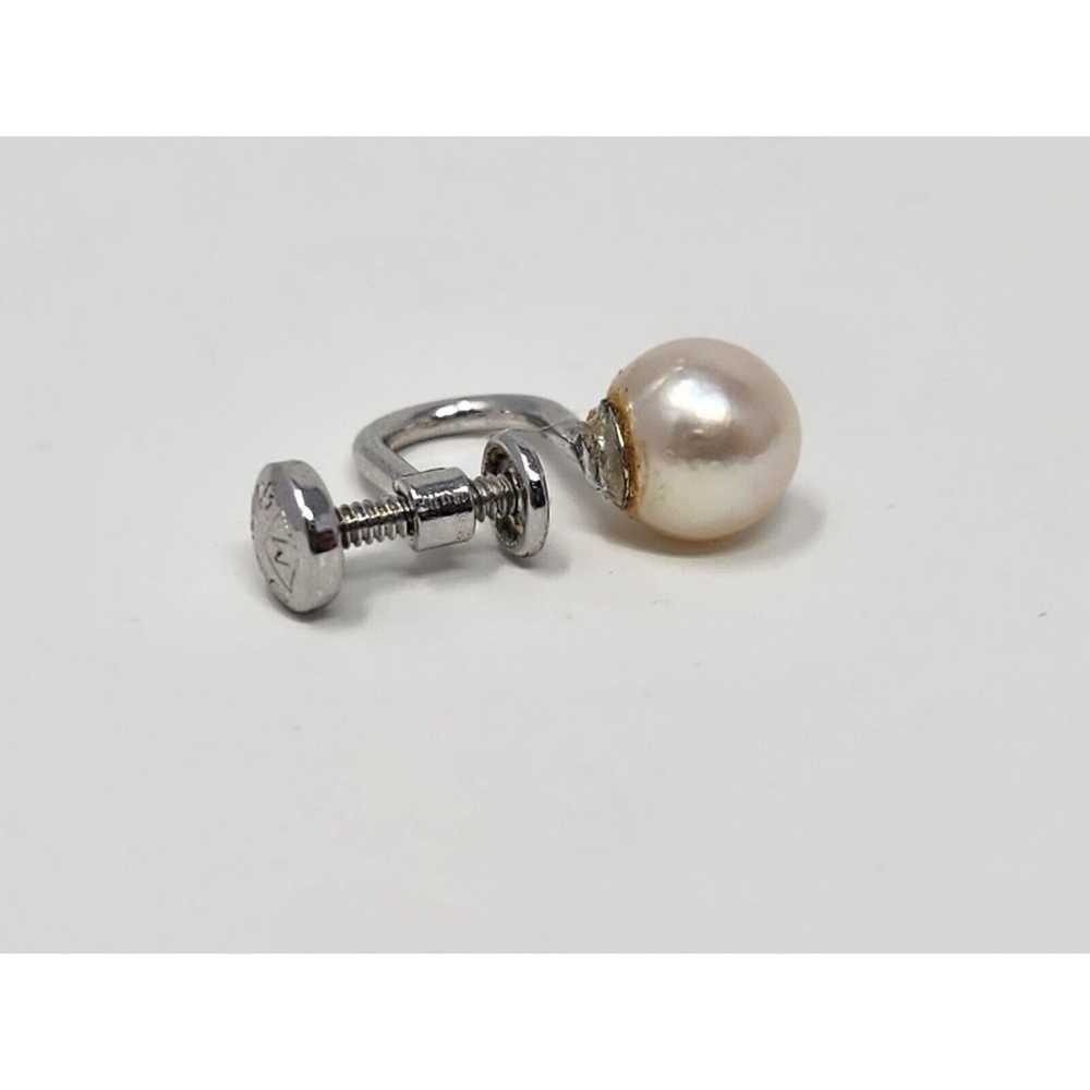 Single Genuine Pearl 7mm Screw-back Earring Sterl… - image 6