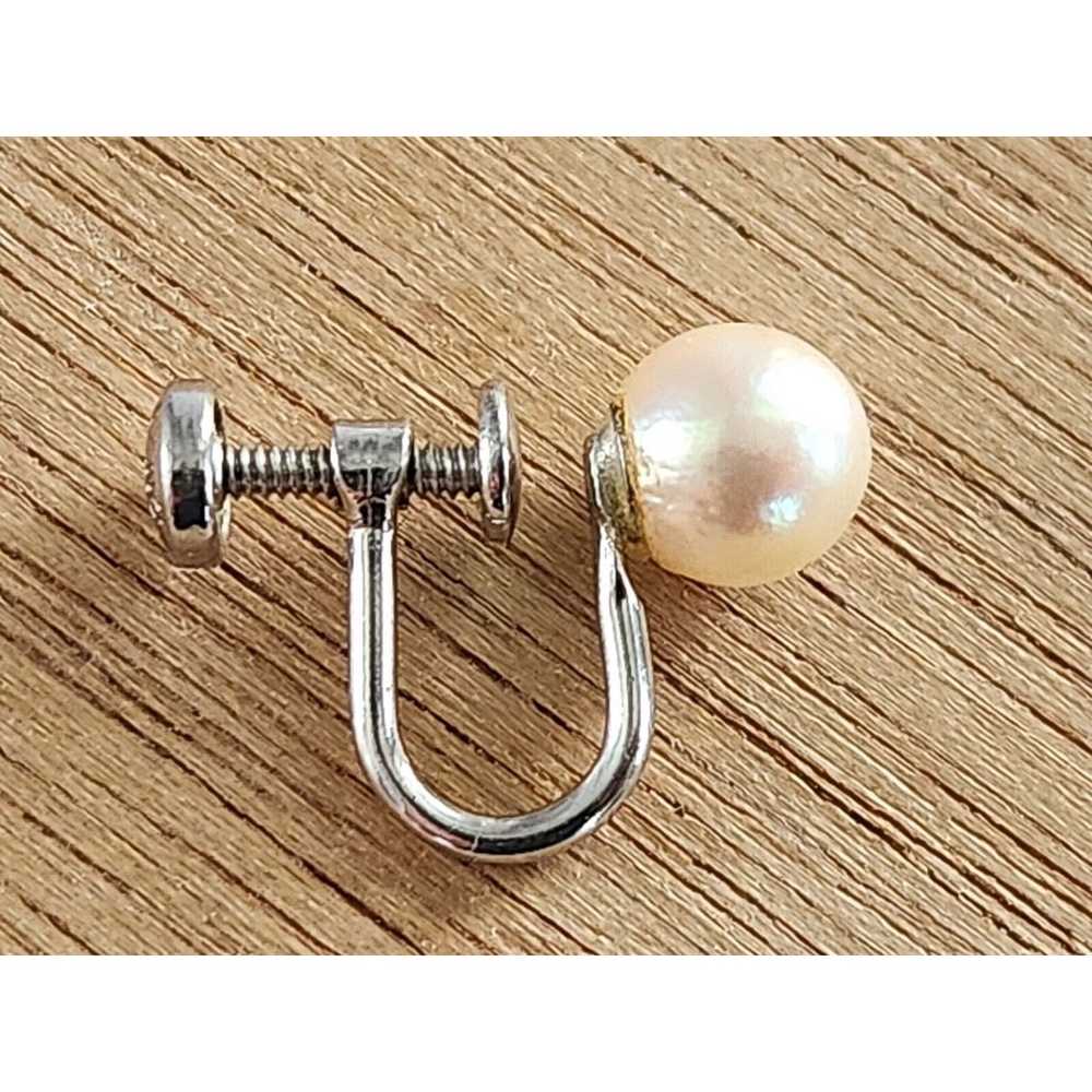 Single Genuine Pearl 7mm Screw-back Earring Sterl… - image 7