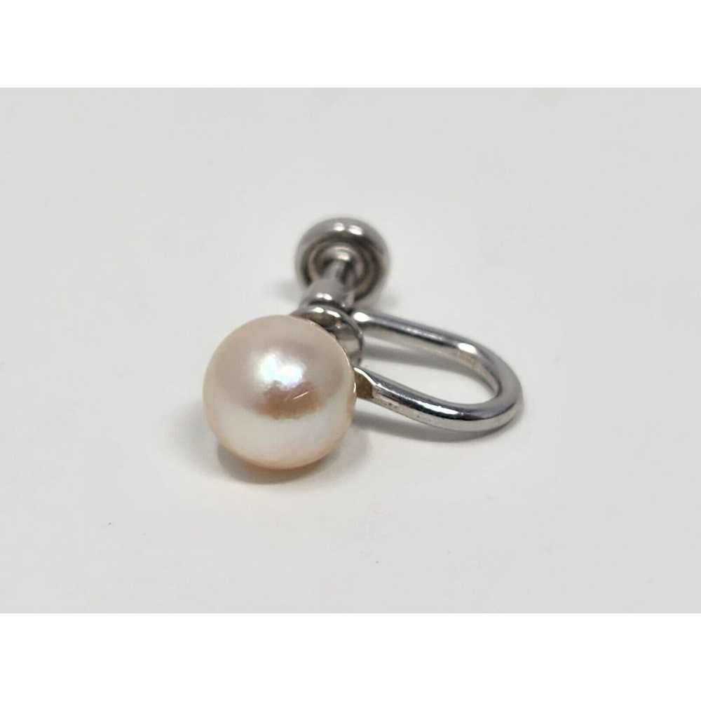 Single Genuine Pearl 7mm Screw-back Earring Sterl… - image 8