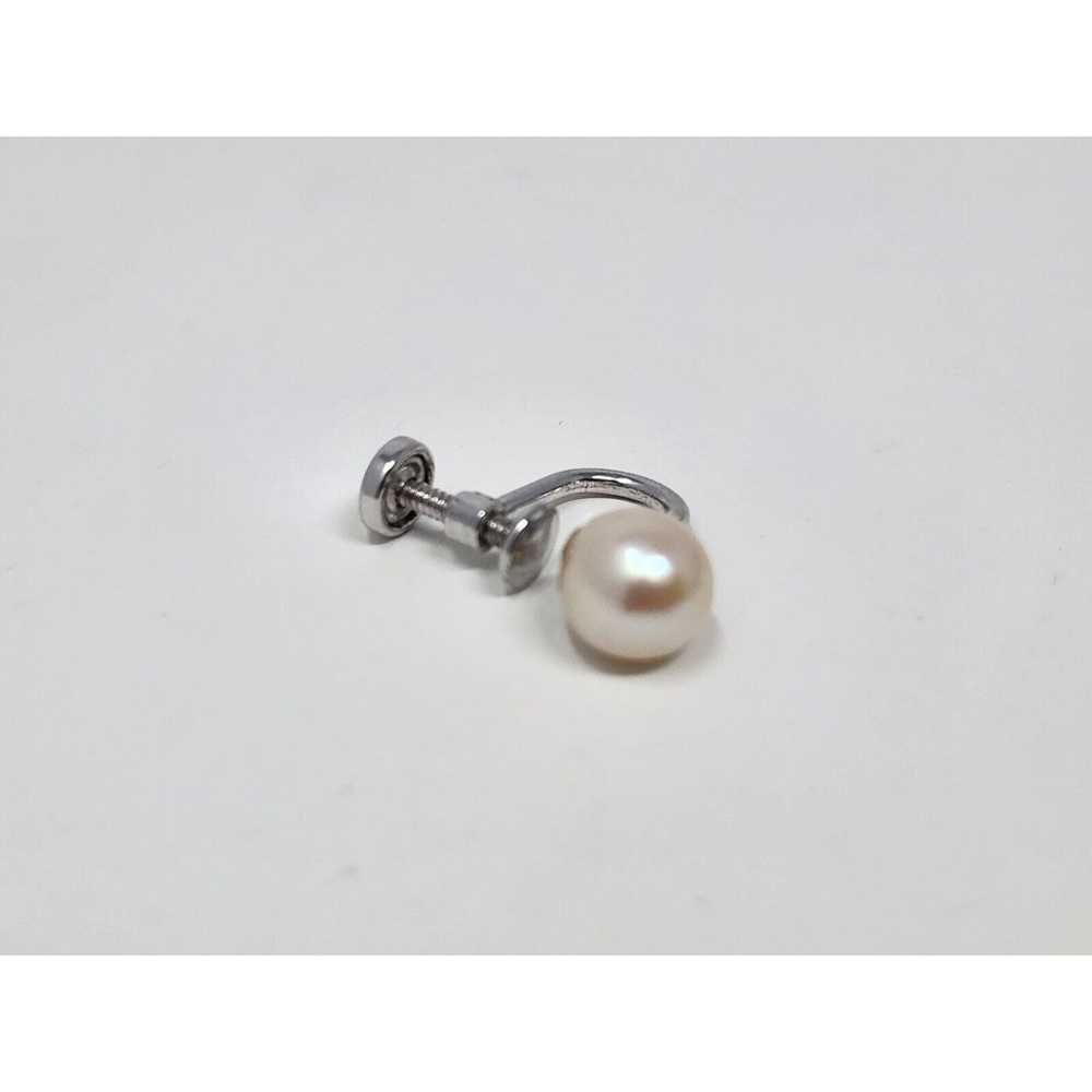 Single Genuine Pearl 7mm Screw-back Earring Sterl… - image 9