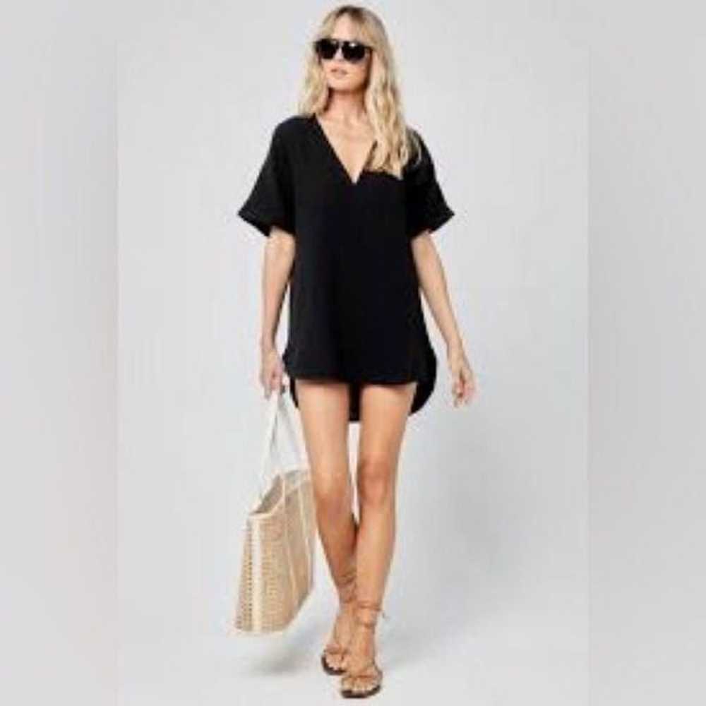 L*Space Bayside Tunic Coverup Vneck Gauze Black M… - image 1