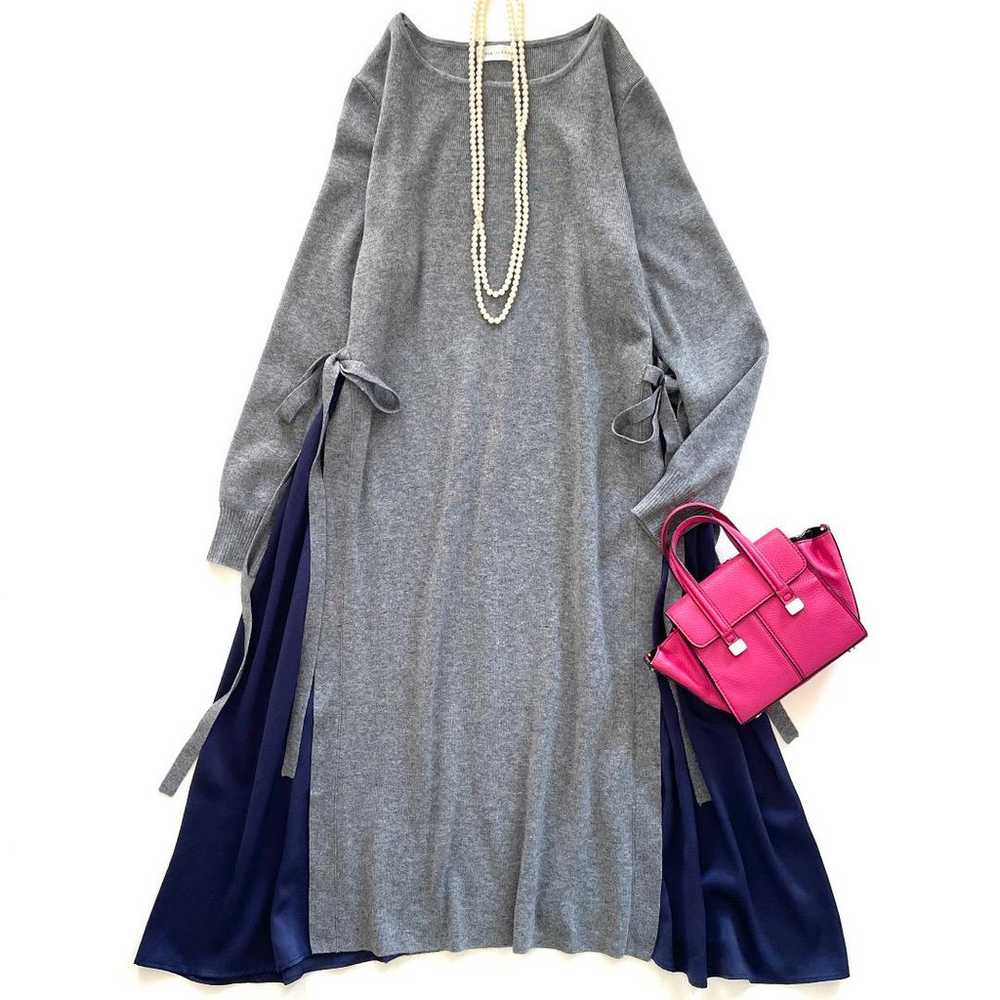 Epokaza Shop ◆ Knit Color Block Flared Dress Wool… - image 1