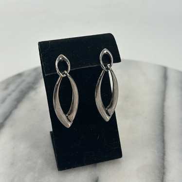 Vintage large stainless steel tear drop earrings - image 1