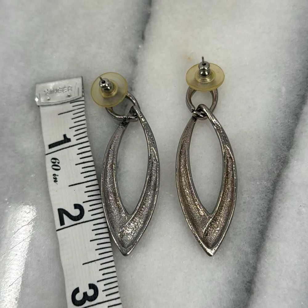 Vintage large stainless steel tear drop earrings - image 4