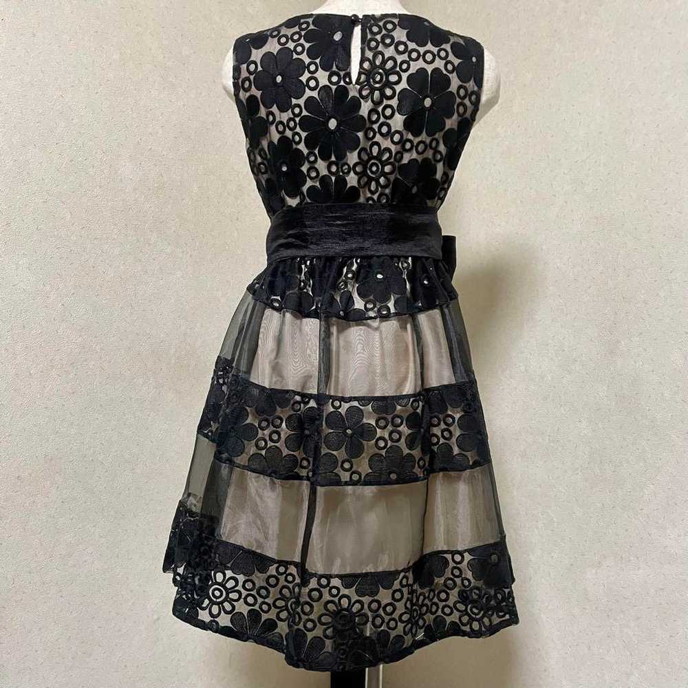 Black Floral Embroidered Party Dress A-line - image 2