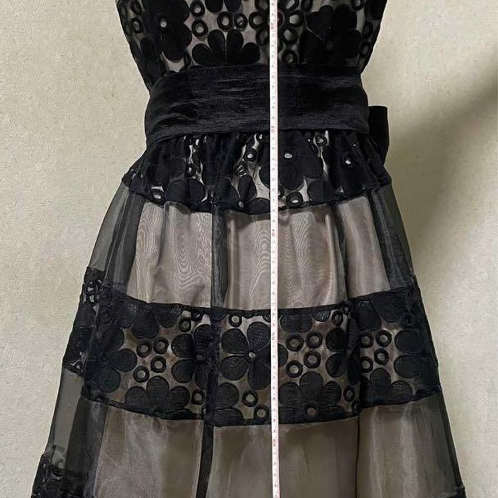 Black Floral Embroidered Party Dress A-line - image 3