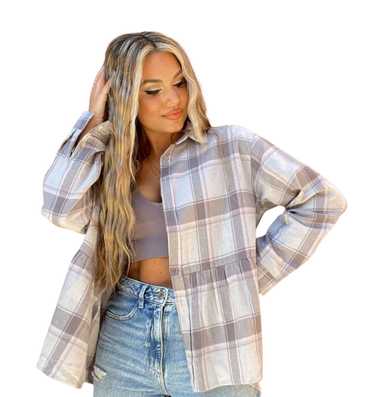 Lane 201 Anywhere With You Plaid Peplum Top