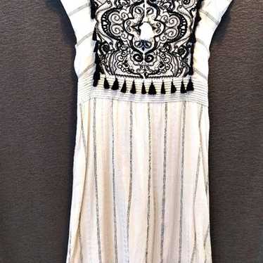 Maeve Cotton Blend Sleeveless Embroidered Fringed 