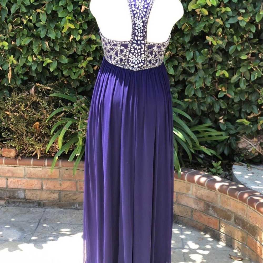 Betsy & Adam purple rhinestone maxi dress size 14 - image 3