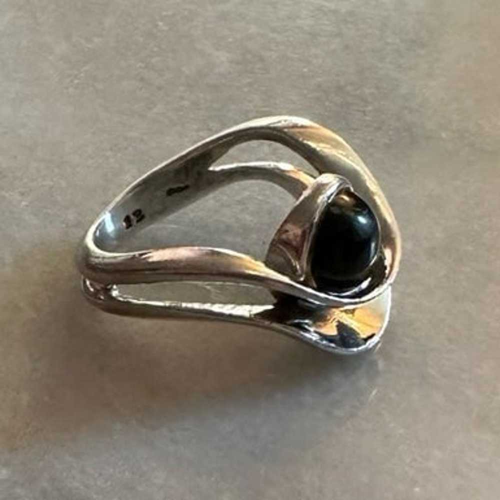 Unique Sterling Silver Black Onyx Ring - image 1