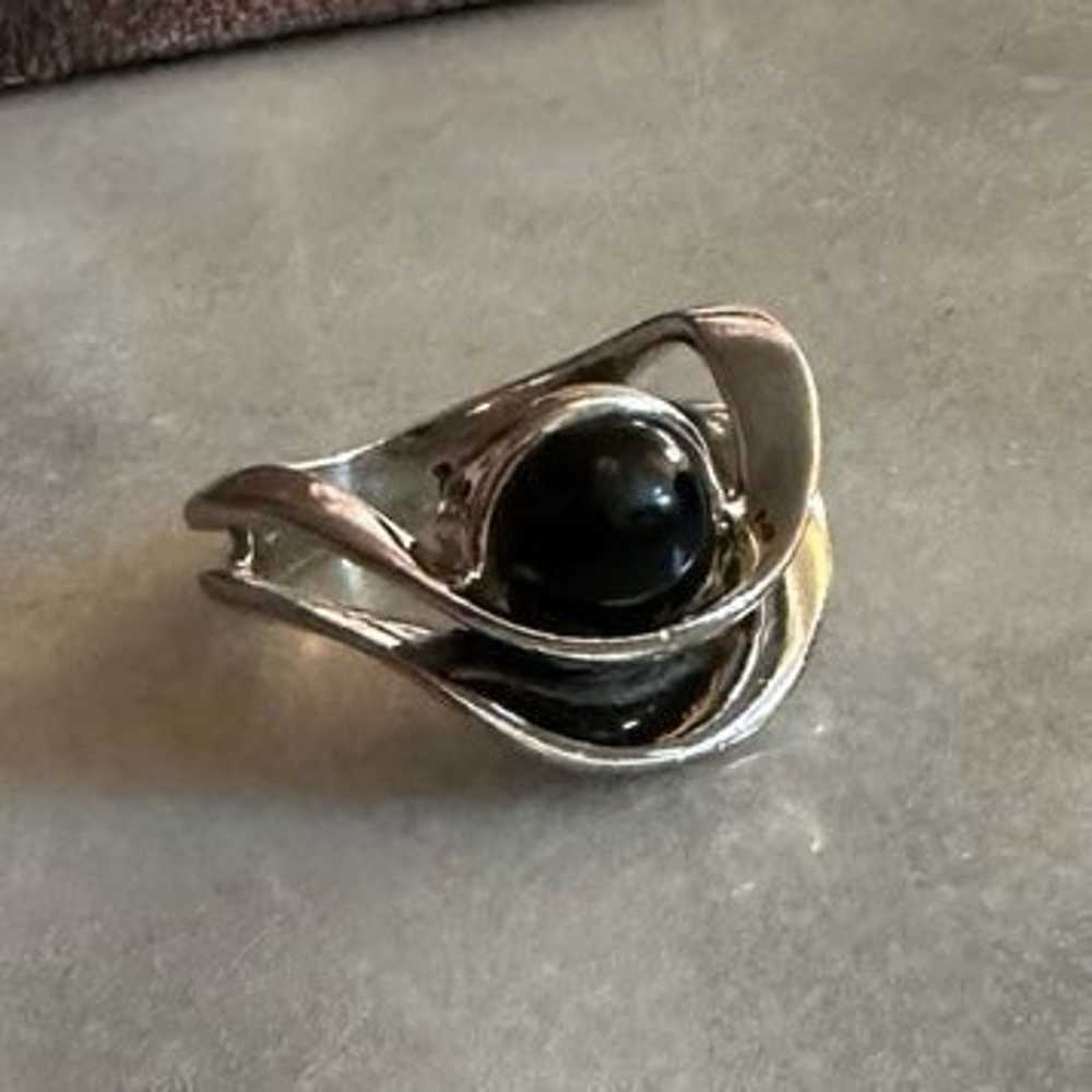 Unique Sterling Silver Black Onyx Ring - image 2