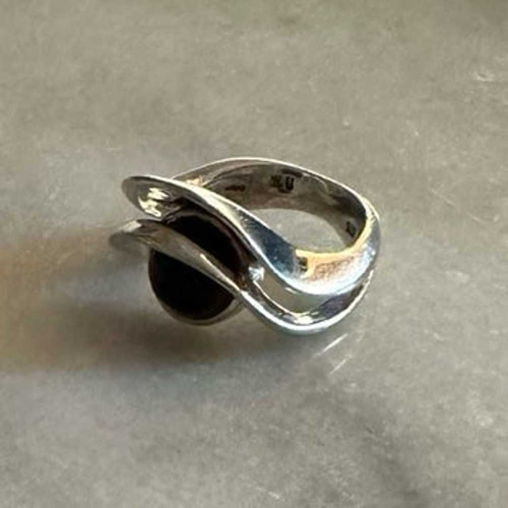 Unique Sterling Silver Black Onyx Ring - image 3