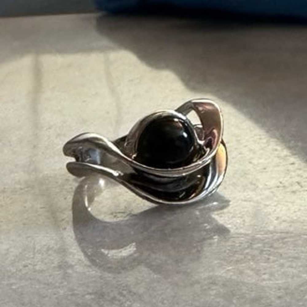 Unique Sterling Silver Black Onyx Ring - image 9