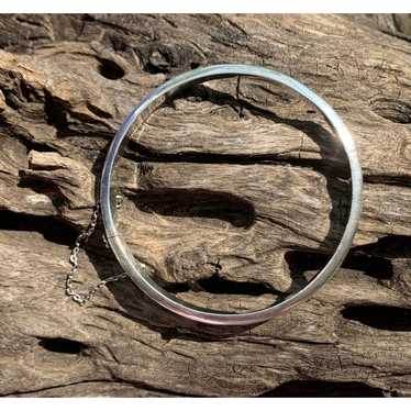 Sterling Silver Bangle with Security Chain Vintage - image 1