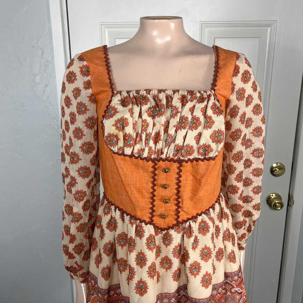 Vintage 70s Handmade Boutique Dress Floral Prairi… - image 2