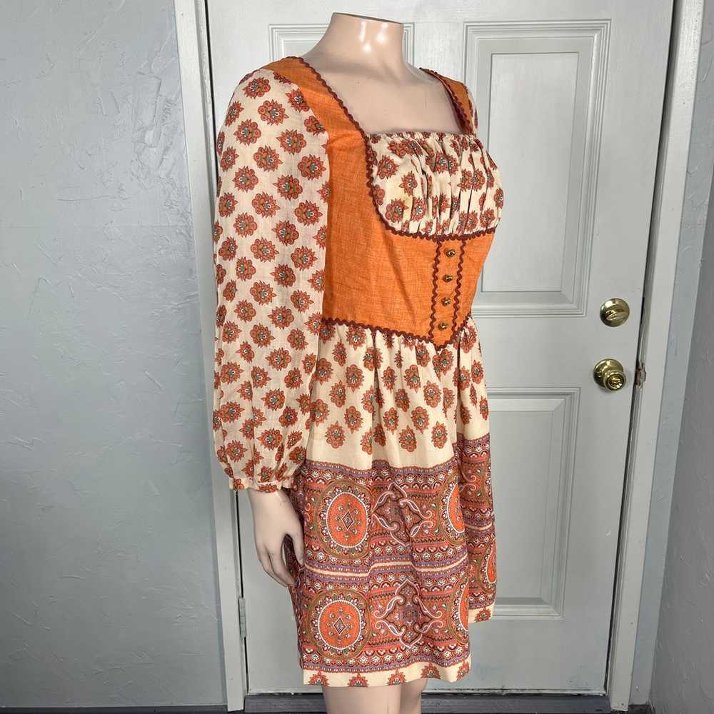 Vintage 70s Handmade Boutique Dress Floral Prairi… - image 6