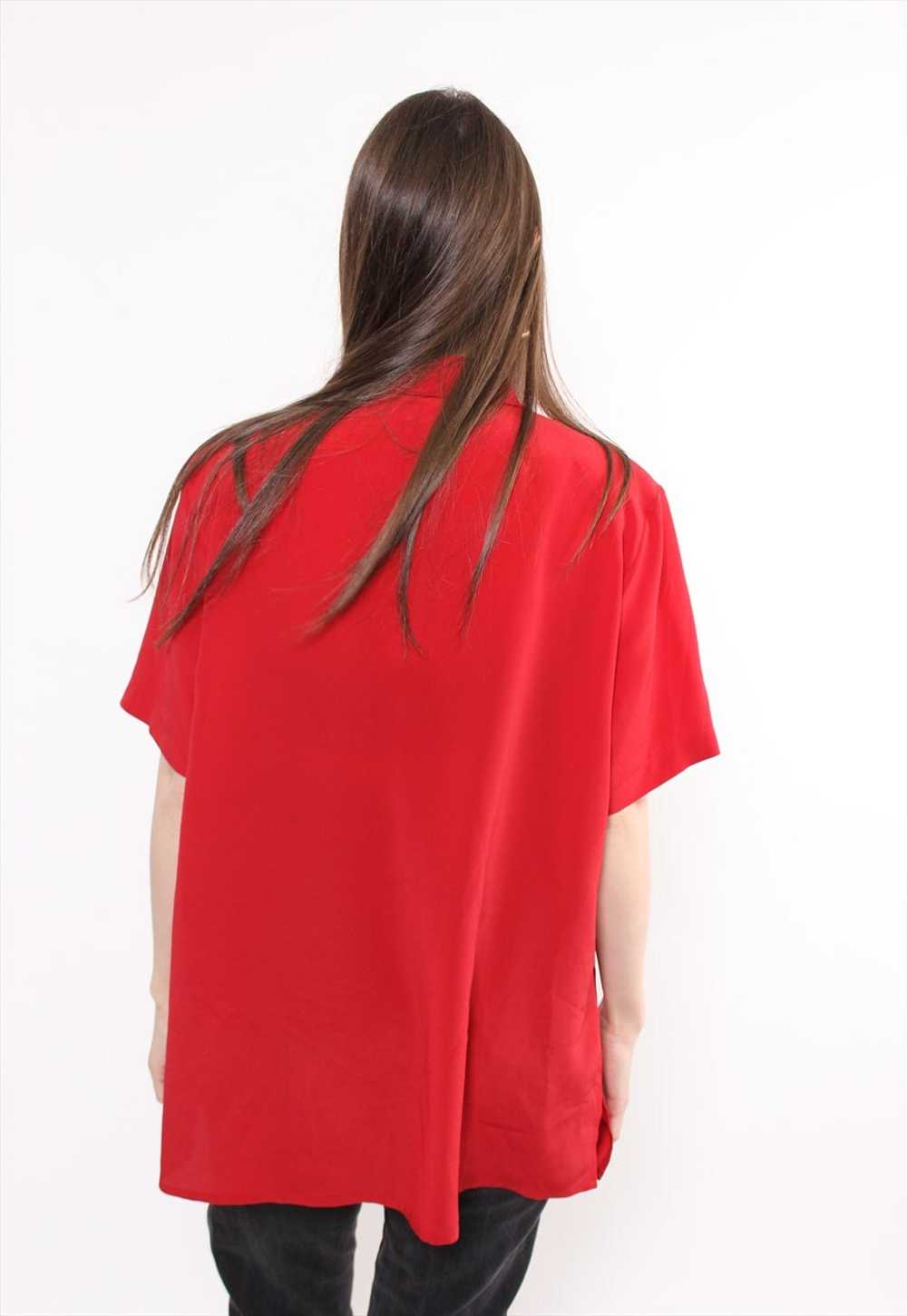 90s red formal blouse, vintage woman short sleeve… - image 3