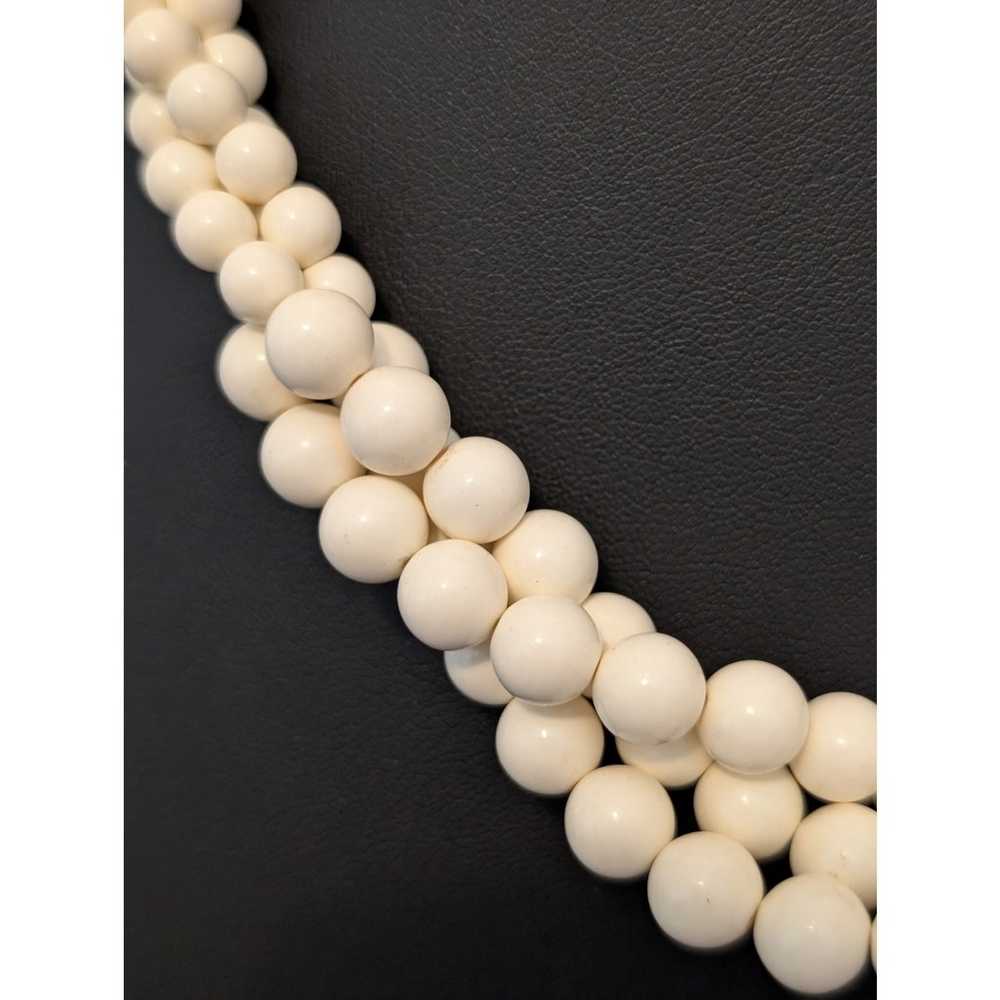 Vintage Graduated Cream Three-Strand Twisted Bead… - image 2