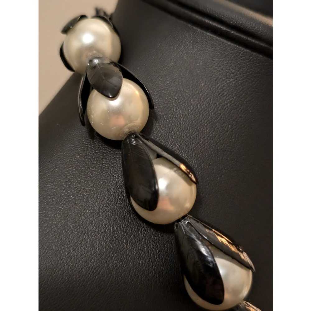 Vintage Chunky Pearl Bead & Black Sepals Calyx Ch… - image 2