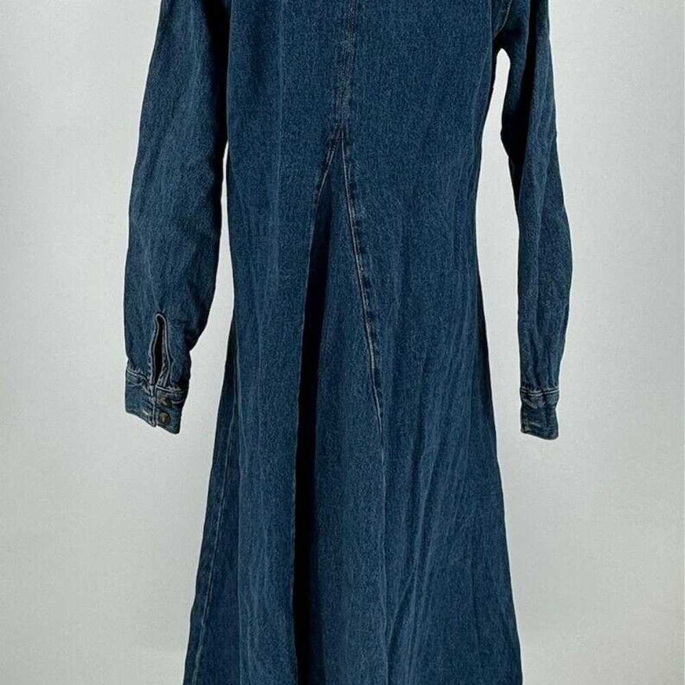 Zara Womens Blue Denim Cotton Pleated Long Sleeve… - image 6