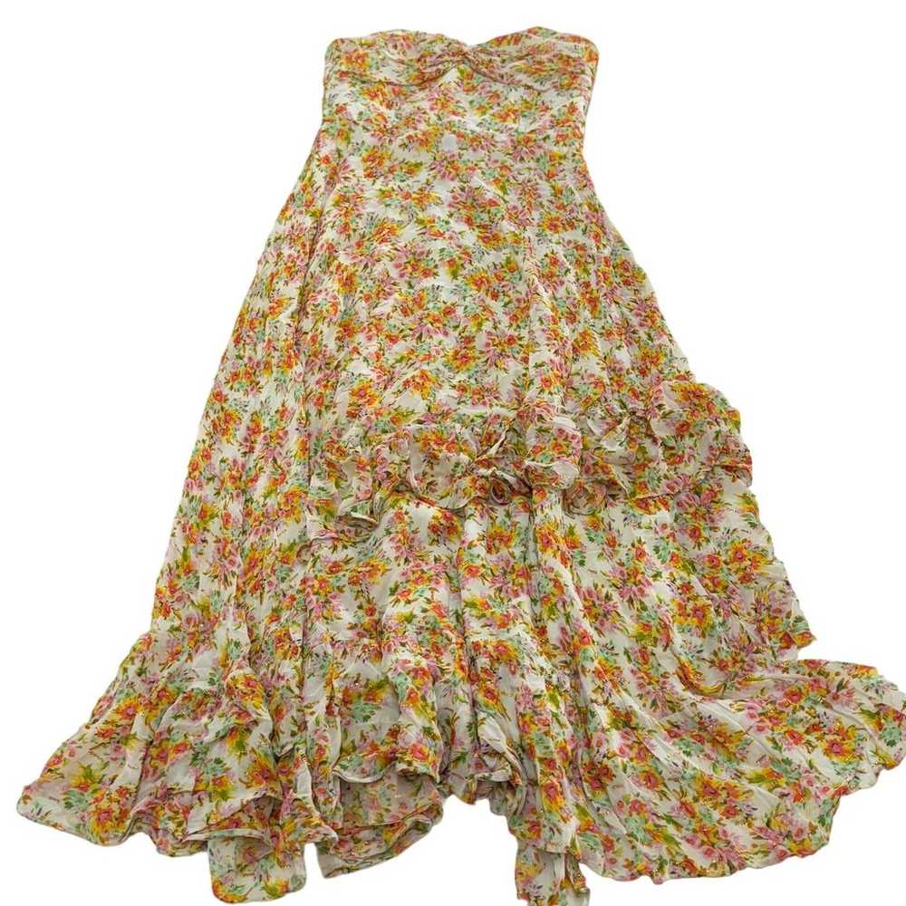 Shoshanna Dress Womens 8 White Pink Orange Floral… - image 2