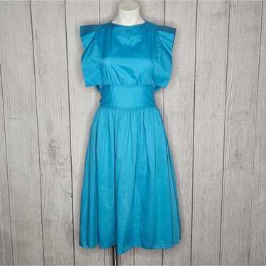 VTG Bright Blue Pinafore Fit & Flare Midi Dress