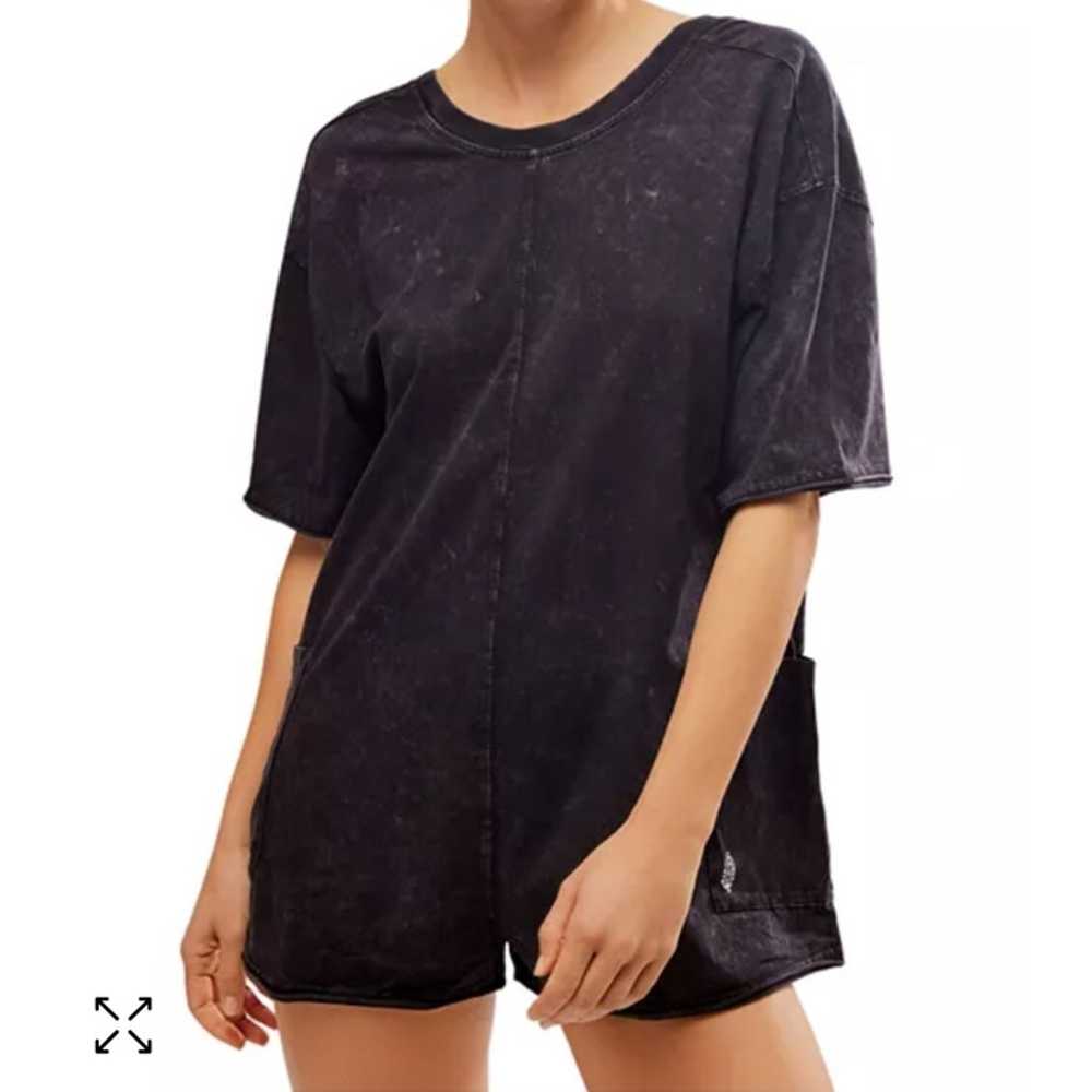 Free People Movement Hot Shot Tee Romper Charcoal… - image 2