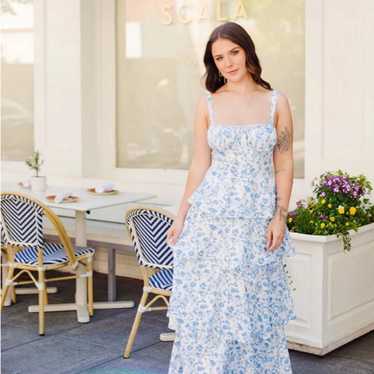 Blue floral tiered maxi dress