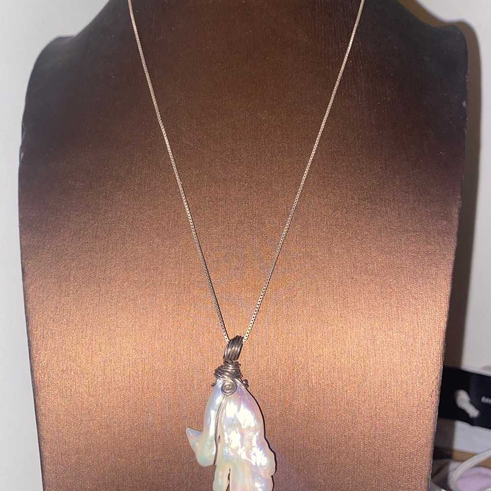 vintage sterling silver unique mother of pearl st… - image 2