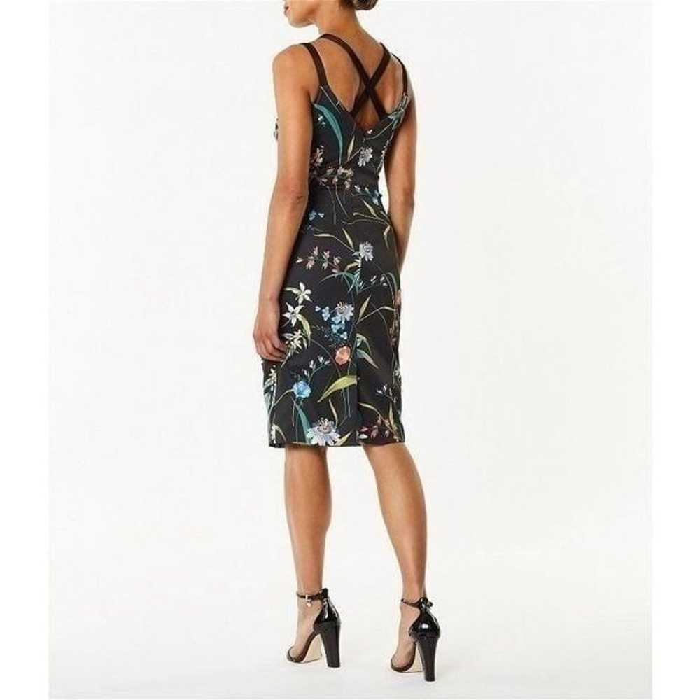 Karen Millen Floral Satin Pencil Dress Black Mult… - image 2