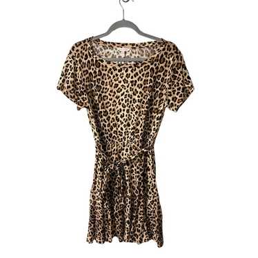 Rebecca Taylor 100% linen cheetah print dress medi