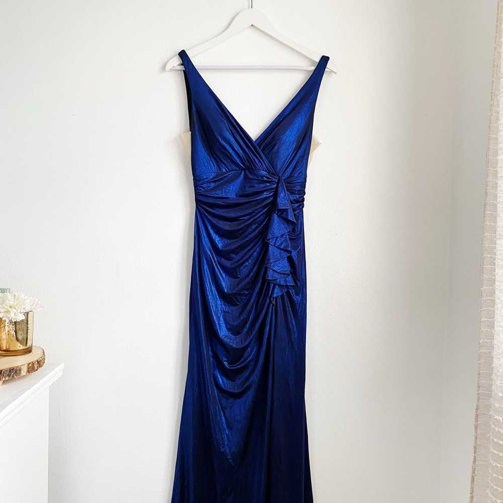 La Femme Gorgeous Metallic Jersey Gown Size 8 Nwot - image 3