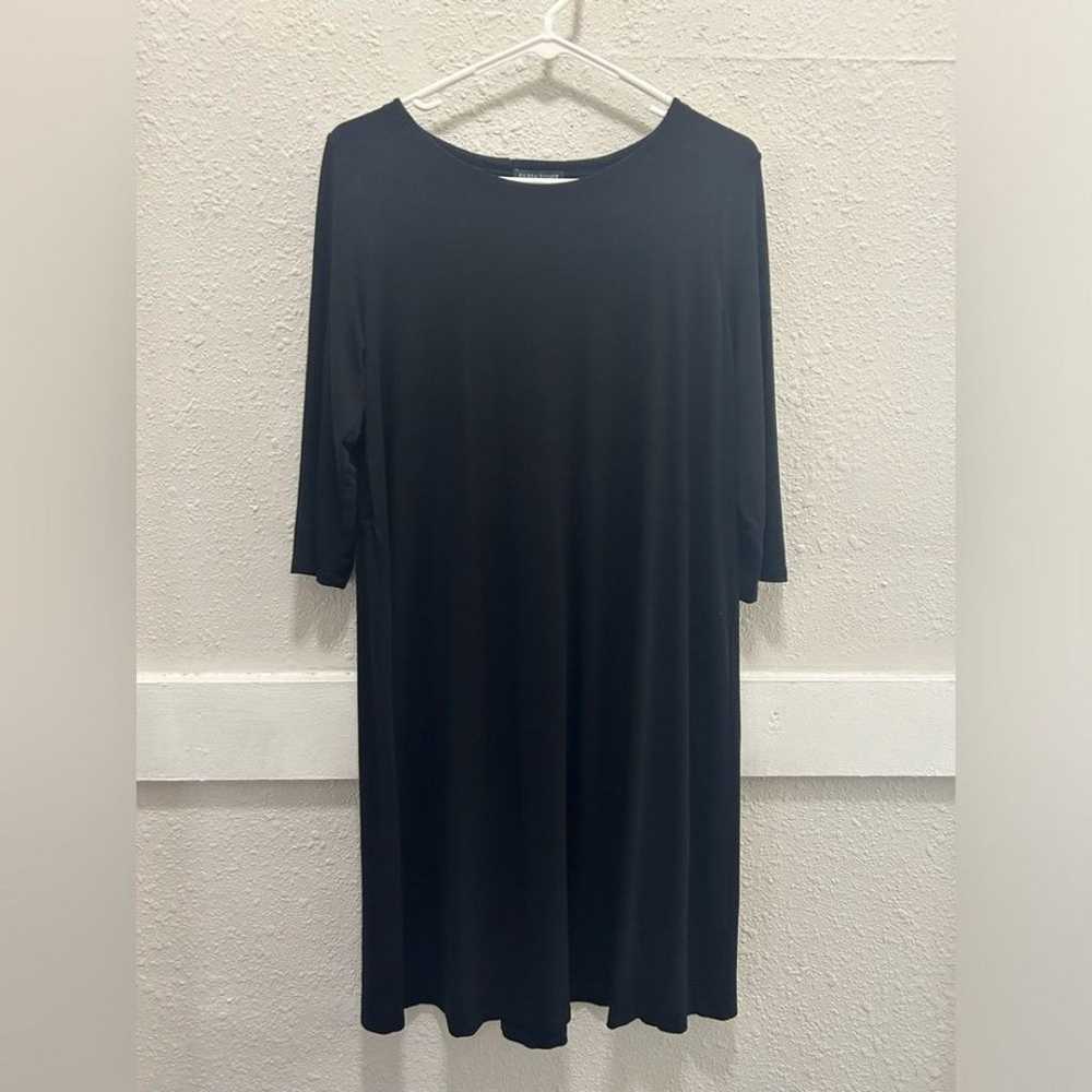 Eileen Fisher Black Stretch Jersey Tie-Back Dress… - image 3