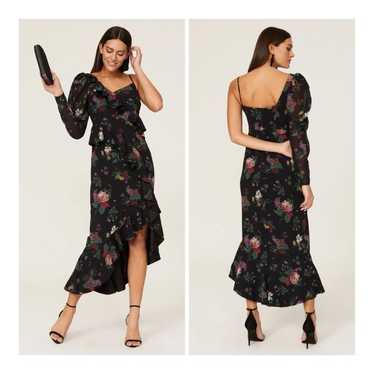 AMUR Pasqualana Black Floral Print One Shoulder H… - image 1