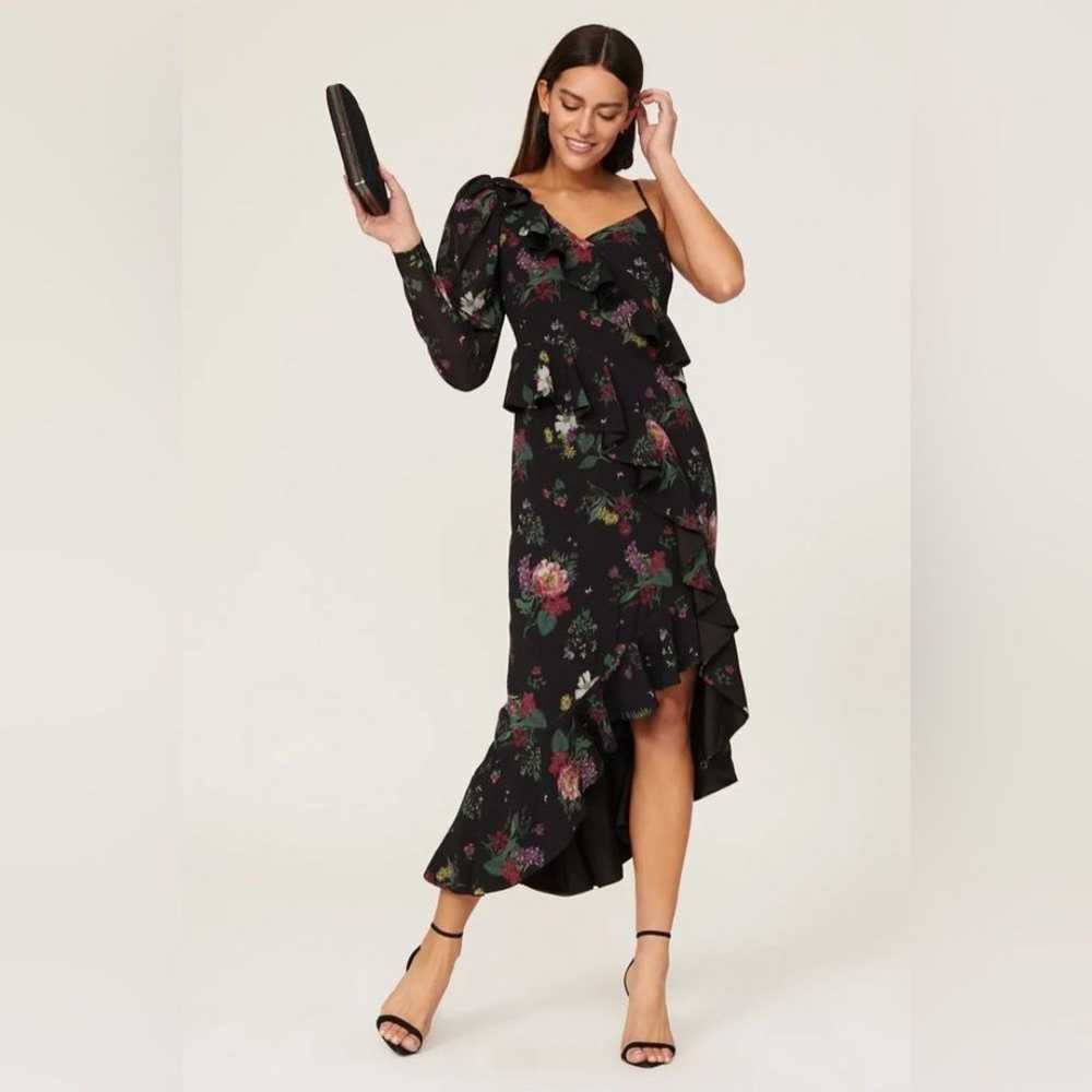 AMUR Pasqualana Black Floral Print One Shoulder H… - image 2