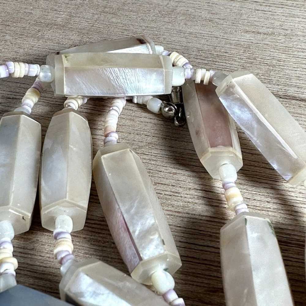 Vintage Natural Mother Of Pearl Statement Necklac… - image 11