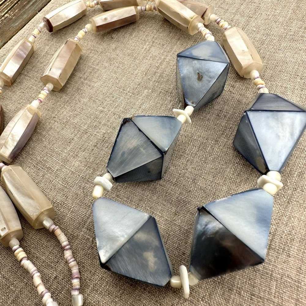 Vintage Natural Mother Of Pearl Statement Necklac… - image 1