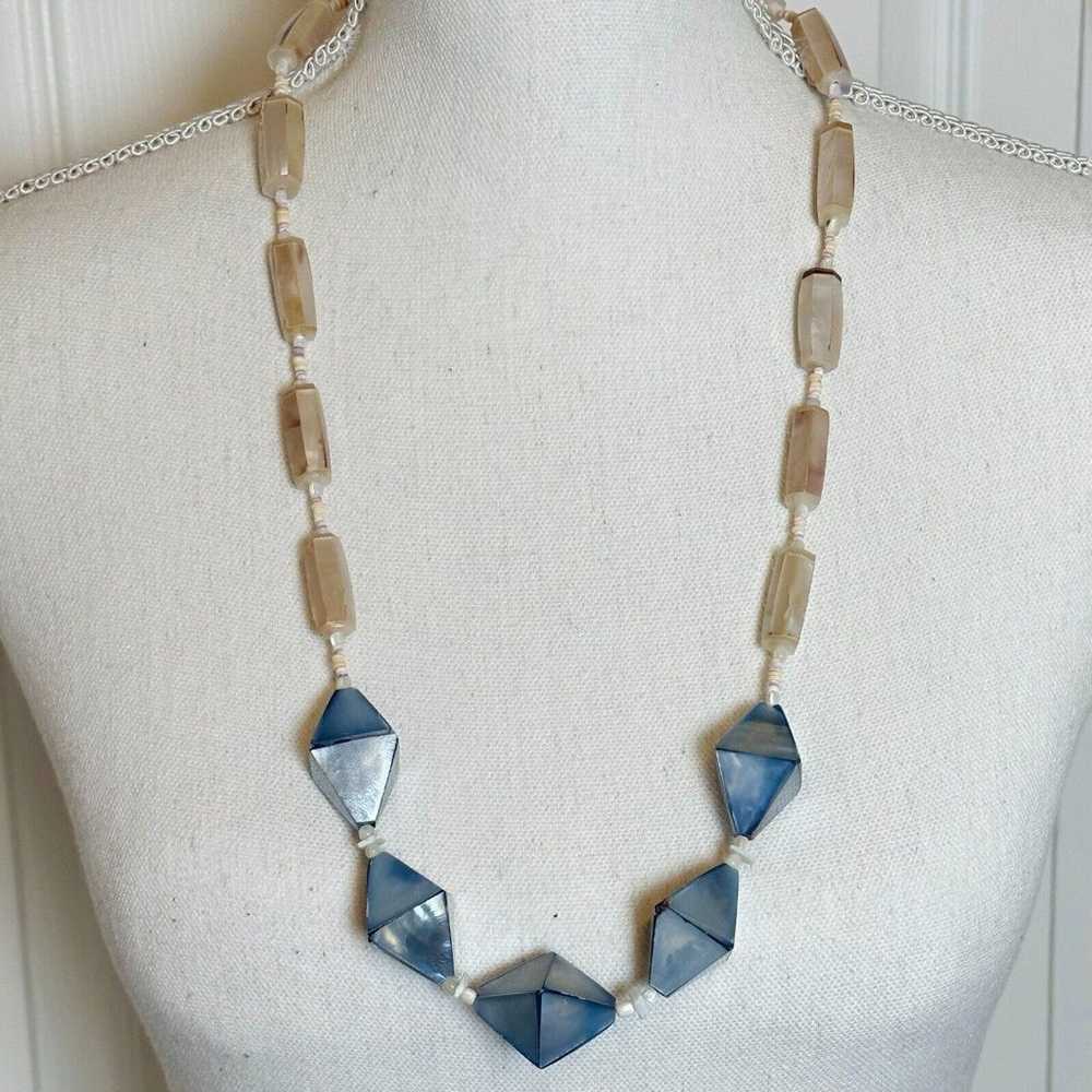 Vintage Natural Mother Of Pearl Statement Necklac… - image 5