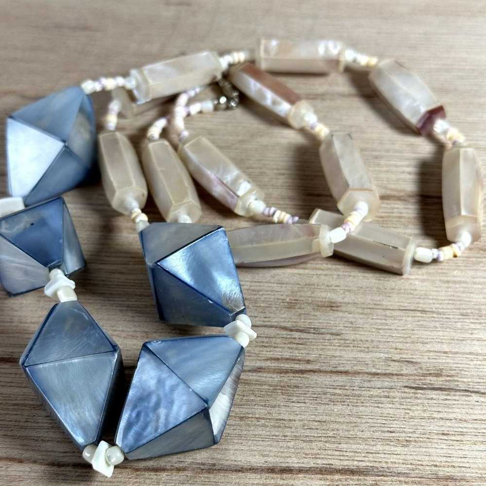 Vintage Natural Mother Of Pearl Statement Necklac… - image 9