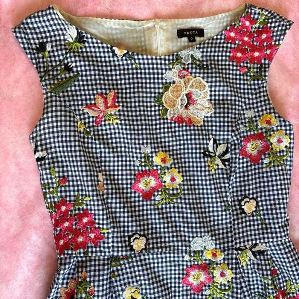 Brand New ☆ TOCCA ☆ Gingham Check Floral Embroide… - image 3