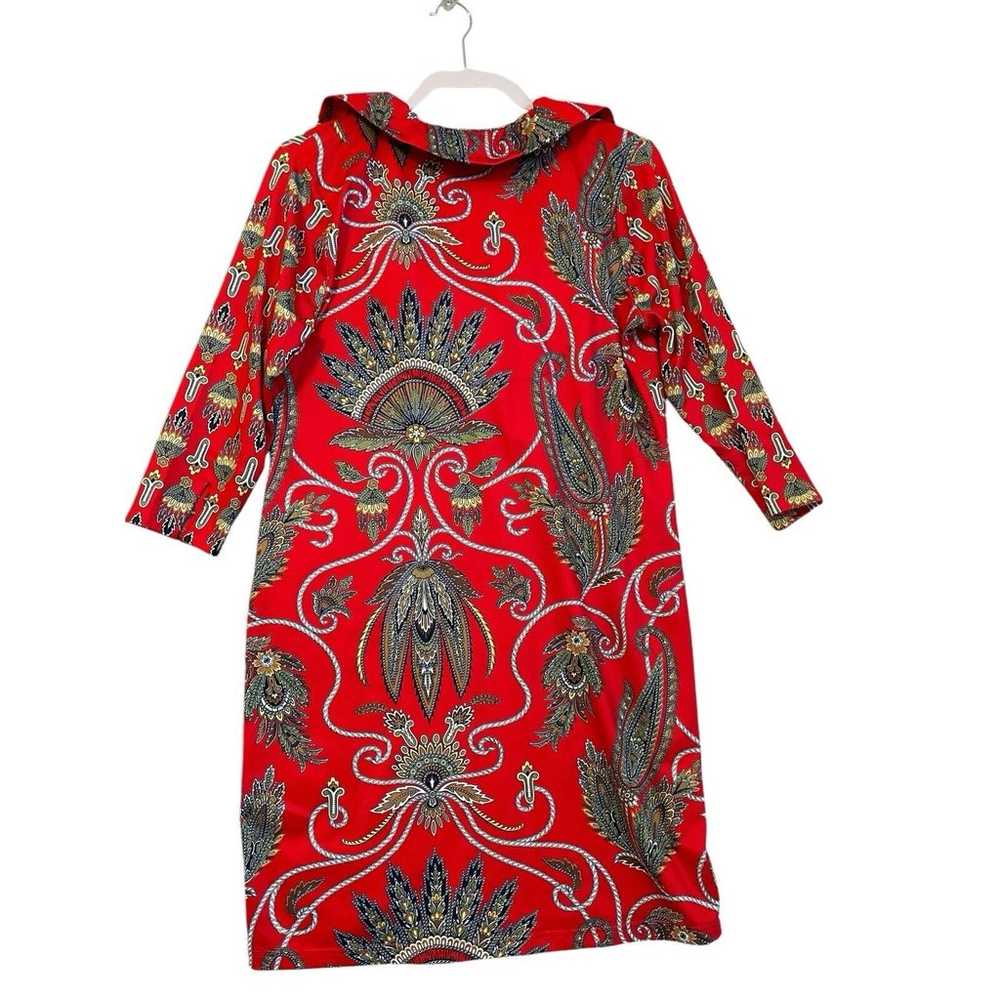 Gretchen Scott Ruffle V-Neck Red Paisley Dress Si… - image 3