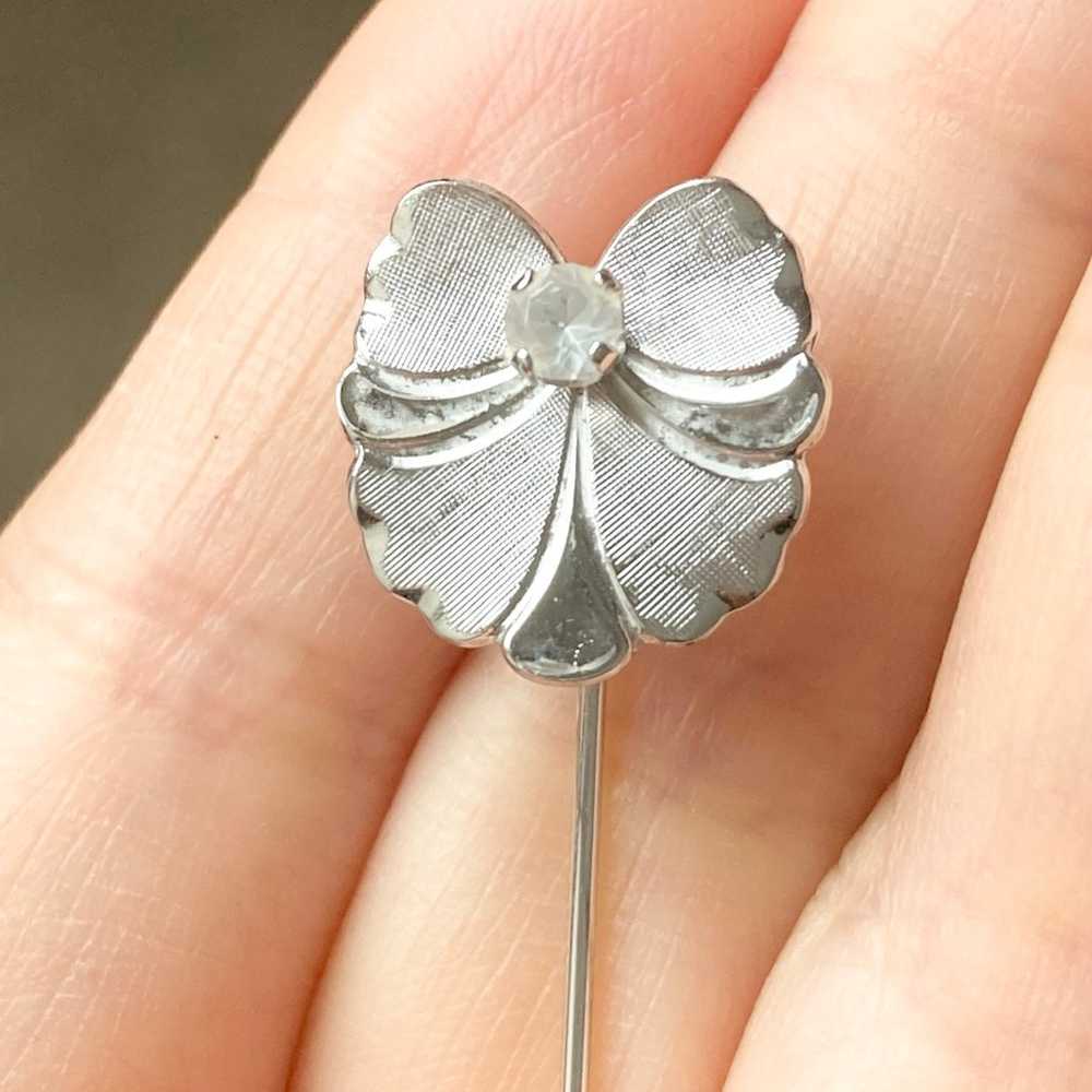 Vintage sterling silver bow lapel pin - image 3