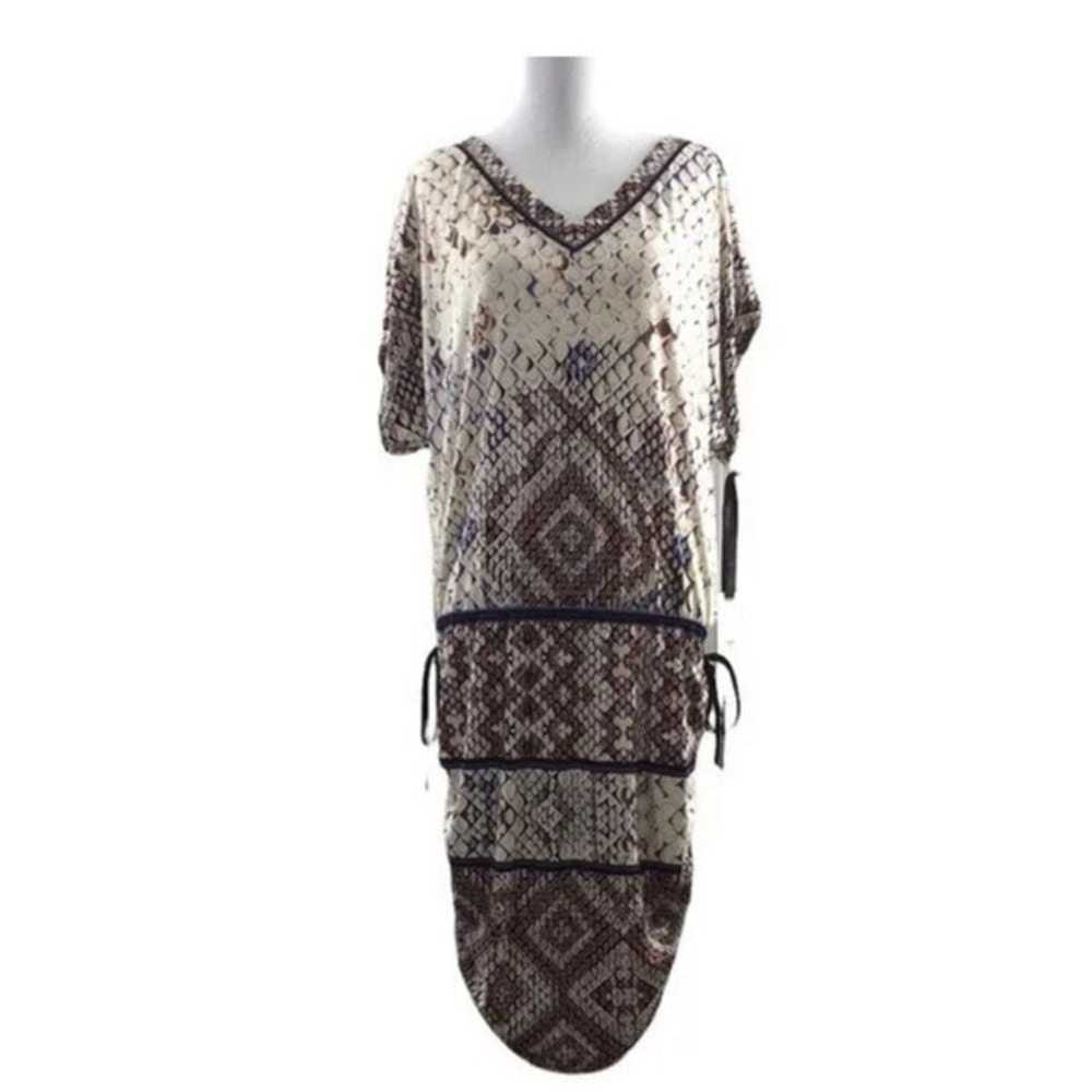 Hale Bob Brown White Blue Snake Print Midi Dress … - image 1