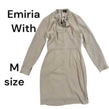 Emilia Wiz Bow Tie Ribbon One-Piece Dress Beige L… - image 1