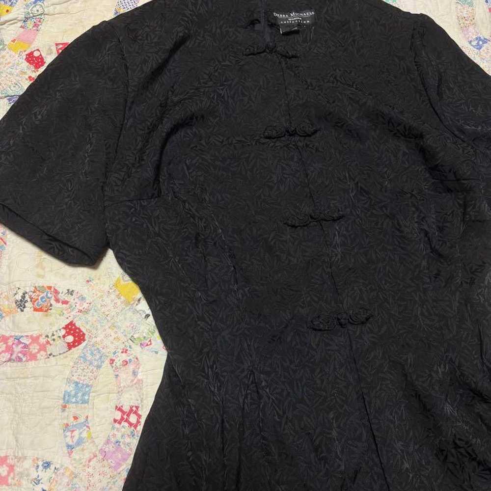 Vintage black Chinese dress with Chinese buttons … - image 6