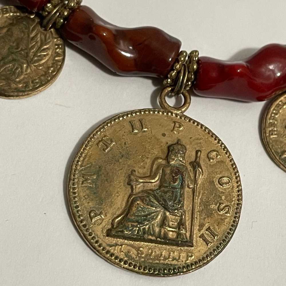 Vtg Greek Coin charm Necklace - image 6