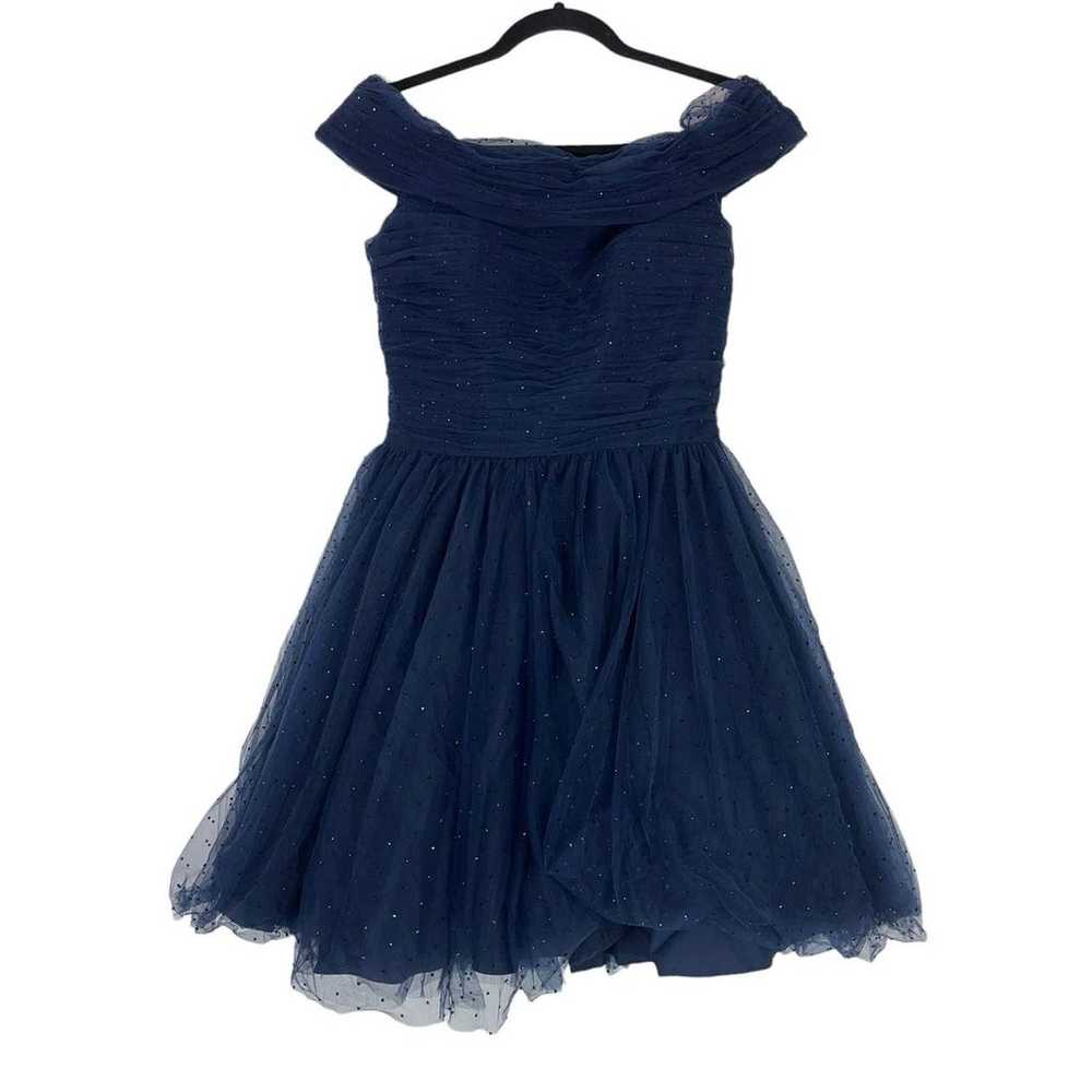 La Femme Womens size 6 dress blue off the shoulde… - image 1